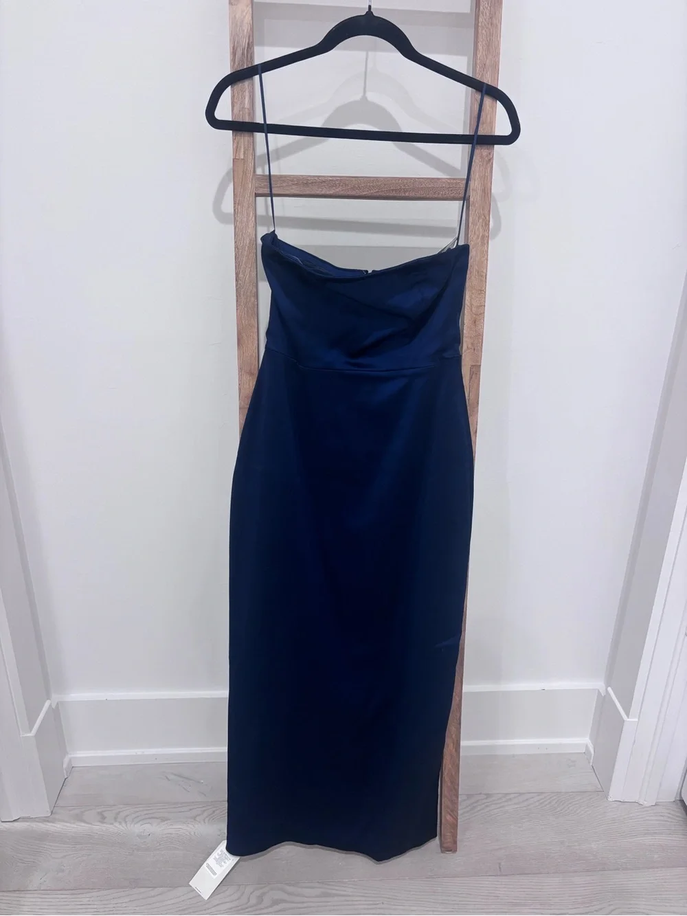 Abercrombie & Fitch Navy Satin Cowl Maxi Dress